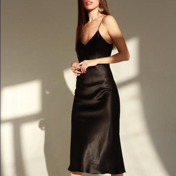 New Anthropologie Slip Dress In Black